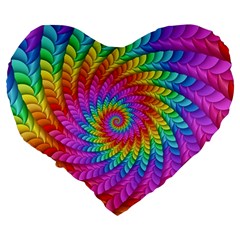 Psychedelic Rainbow Spiral Large 19  Premium Heart Shape Cushion from ArtsNow.com Back