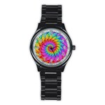 Psychedelic Rainbow Spiral Stainless Steel Round Watch