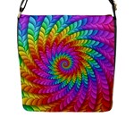 Psychedelic Rainbow Spiral Flap Closure Messenger Bag (L)