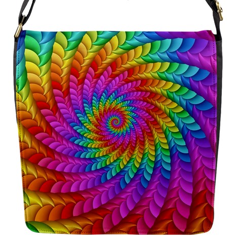 Psychedelic Rainbow Spiral Flap Closure Messenger Bag (S) from ArtsNow.com Front