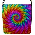 Psychedelic Rainbow Spiral Flap Closure Messenger Bag (S)