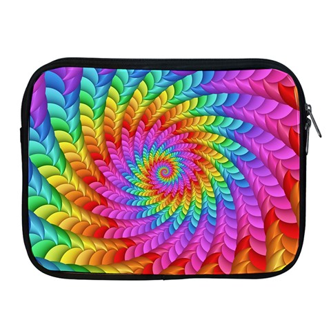 Psychedelic Rainbow Spiral Apple iPad 2/3/4 Zipper Case from ArtsNow.com Front