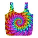 Psychedelic Rainbow Spiral Full Print Recycle Bag (L)