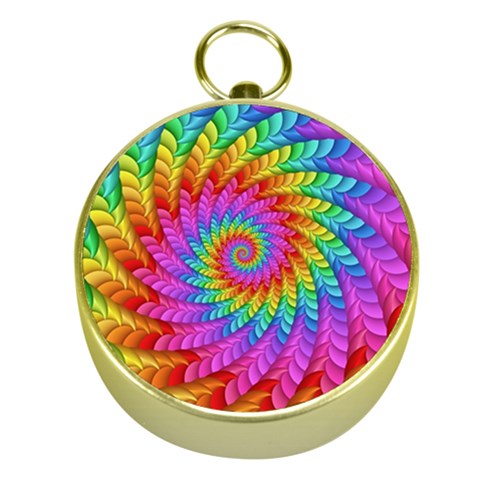 Psychedelic Rainbow Spiral Gold Compass from ArtsNow.com Front