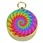 Psychedelic Rainbow Spiral Gold Compass