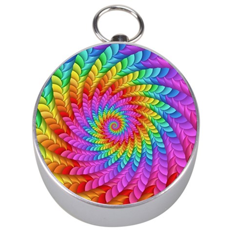 Psychedelic Rainbow Spiral Silver Compass from ArtsNow.com Front