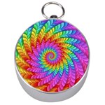 Psychedelic Rainbow Spiral Silver Compass