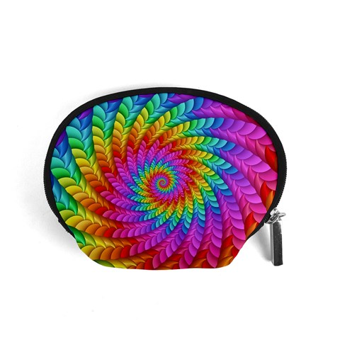 Psychedelic Rainbow Spiral Accessory Pouch (Small) from ArtsNow.com Front