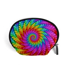 Psychedelic Rainbow Spiral Accessory Pouch (Small) from ArtsNow.com Front