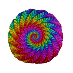 Psychedelic Rainbow Spiral Standard 15  Premium Flano Round Cushion  from ArtsNow.com Front