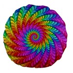 Psychedelic Rainbow Spiral Large 18  Premium Flano Round Cushion 