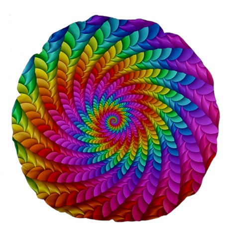 Psychedelic Rainbow Spiral Large 18  Premium Flano Round Cushion  from ArtsNow.com Back