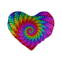 Psychedelic Rainbow Spiral Standard 16  Premium Flano Heart Shape Cushion  from ArtsNow.com Front