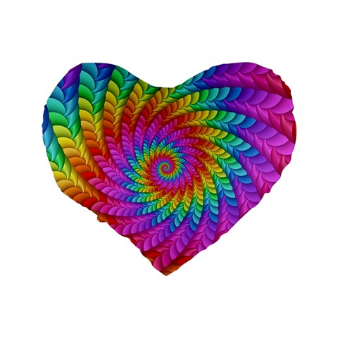 Psychedelic Rainbow Spiral Standard 16  Premium Flano Heart Shape Cushion  from ArtsNow.com Back