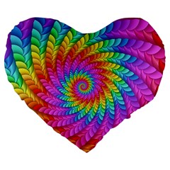 Psychedelic Rainbow Spiral Large 19  Premium Flano Heart Shape Cushion from ArtsNow.com Front