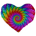 Psychedelic Rainbow Spiral Large 19  Premium Flano Heart Shape Cushion