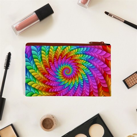 Psychedelic Rainbow Spiral Cosmetic Bag (XS) from ArtsNow.com Back