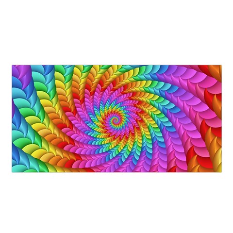 Psychedelic Rainbow Spiral Satin Shawl from ArtsNow.com Front