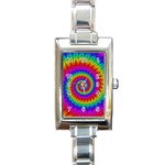 Psychedelic Rainbow Spiral Rectangle Italian Charm Watch