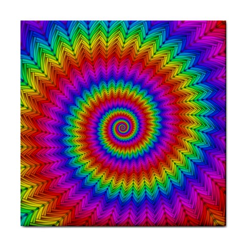 Psychedelic Rainbow Spiral Tile Coaster from ArtsNow.com Front