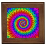 Psychedelic Rainbow Spiral Framed Tile