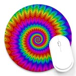 Psychedelic Rainbow Spiral Round Mousepad