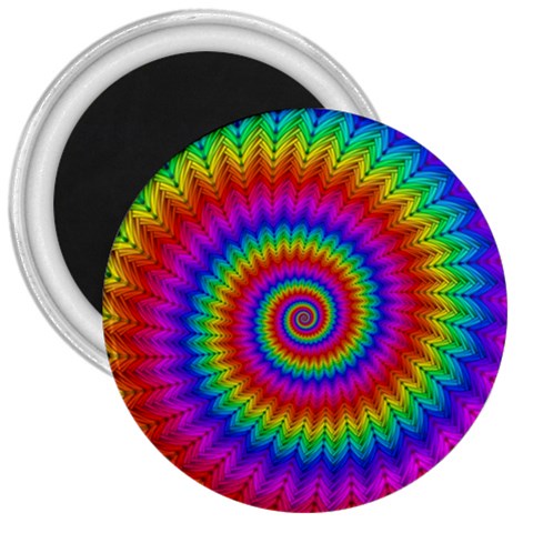 Psychedelic Rainbow Spiral 3  Magnet from ArtsNow.com Front