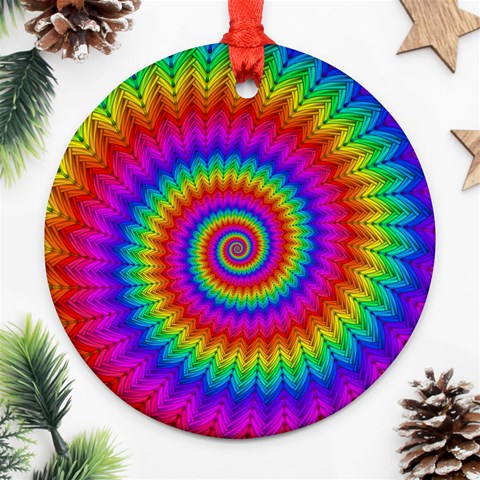 Psychedelic Rainbow Spiral Ornament (Round) from ArtsNow.com Front