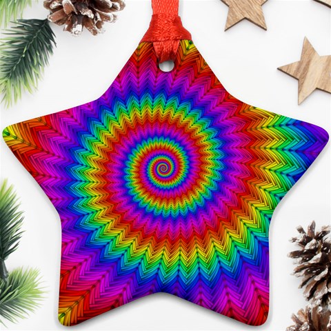 Psychedelic Rainbow Spiral Ornament (Star) from ArtsNow.com Front