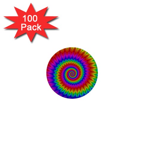 Psychedelic Rainbow Spiral 1  Mini Button (100 pack)  from ArtsNow.com Front