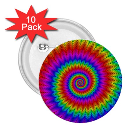 Psychedelic Rainbow Spiral 2.25  Button (10 pack) from ArtsNow.com Front