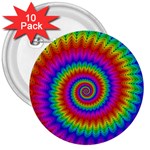 Psychedelic Rainbow Spiral 3  Button (10 pack)