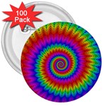 Psychedelic Rainbow Spiral 3  Button (100 pack)