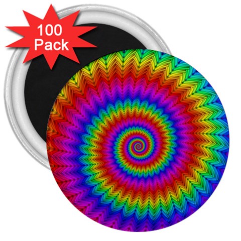 Psychedelic Rainbow Spiral 3  Magnet (100 pack) from ArtsNow.com Front