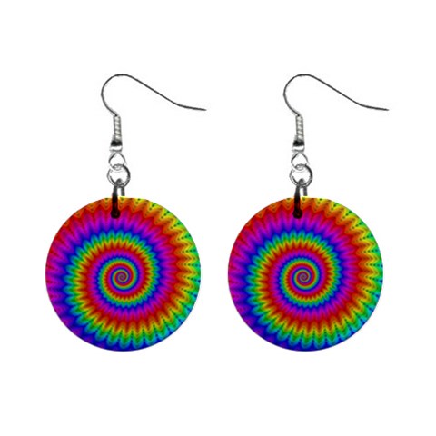 Psychedelic Rainbow Spiral 1  Button Earrings from ArtsNow.com Front