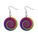 Psychedelic Rainbow Spiral 1  Button Earrings