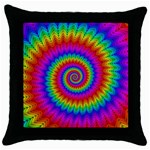 Psychedelic Rainbow Spiral Throw Pillow Case (Black)