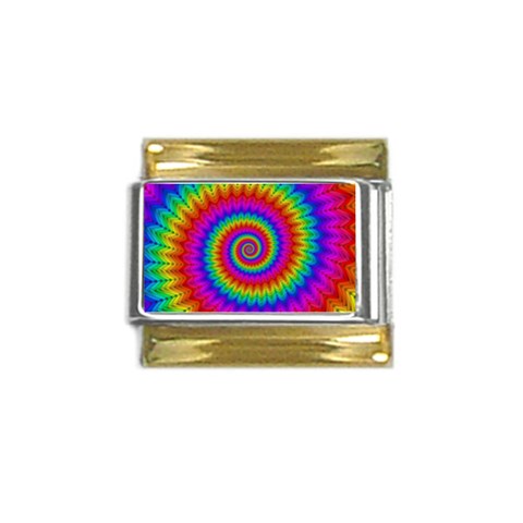 Psychedelic Rainbow Spiral Gold Trim Italian Charm (9mm) from ArtsNow.com Front