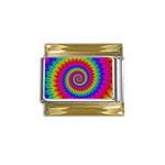 Psychedelic Rainbow Spiral Gold Trim Italian Charm (9mm)