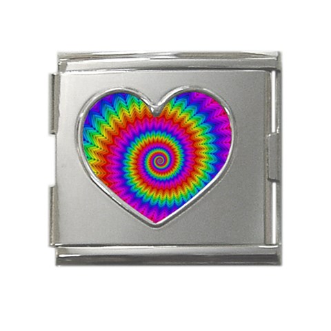 Psychedelic Rainbow Spiral Mega Link Heart Italian Charm (18mm) from ArtsNow.com Front