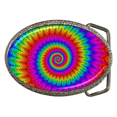 Psychedelic Rainbow Spiral Belt Buckle from ArtsNow.com Front