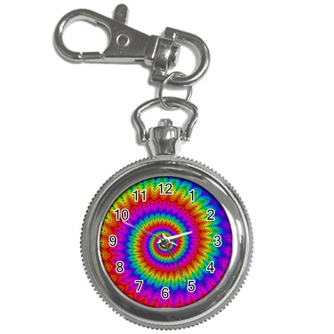 Psychedelic Rainbow Spiral Key Chain Watch from ArtsNow.com Front