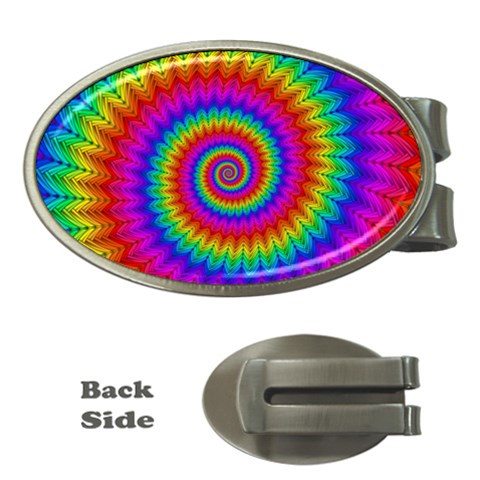 Psychedelic Rainbow Spiral Money Clip (Oval) from ArtsNow.com Front