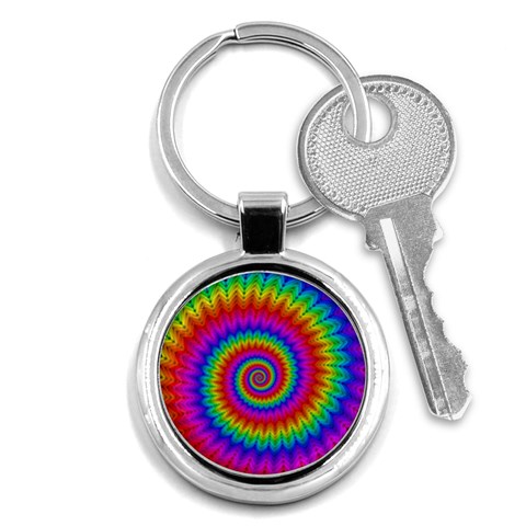 Psychedelic Rainbow Spiral Key Chain (Round) from ArtsNow.com Front