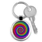 Psychedelic Rainbow Spiral Key Chain (Round)