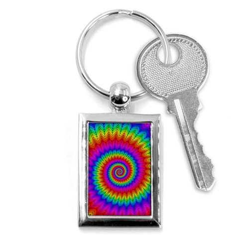 Psychedelic Rainbow Spiral Key Chain (Rectangle) from ArtsNow.com Front