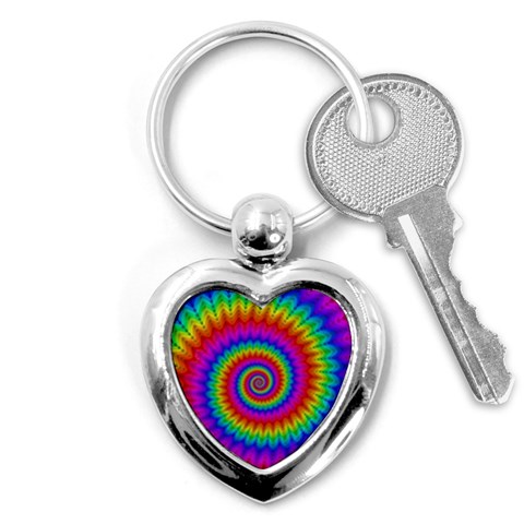 Psychedelic Rainbow Spiral Key Chain (Heart) from ArtsNow.com Front