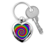 Psychedelic Rainbow Spiral Key Chain (Heart)