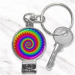 Psychedelic Rainbow Spiral Nail Clippers Key Chain