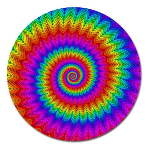 Psychedelic Rainbow Spiral Magnet 5  (Round) from ArtsNow.com Front